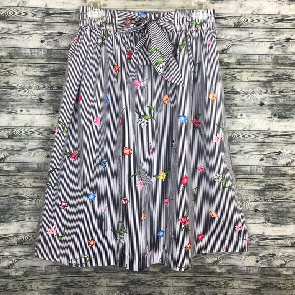 H&M Pull-On Floral and Striped Skirt